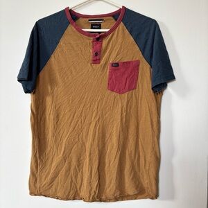 🎉4/30$🎉 RVCA Men's Tan and Blue Raglan Shirt🛑